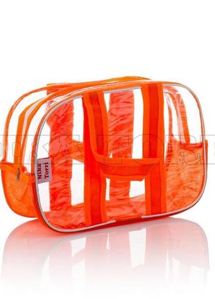 Прозрачные сумки в роддом (s, m, l) + органайзер - цилиндр оранжевый