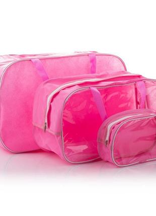 Набор из 2х полупрозразрачных сумок m, l из спанбонда+пвх nika torri розовый
