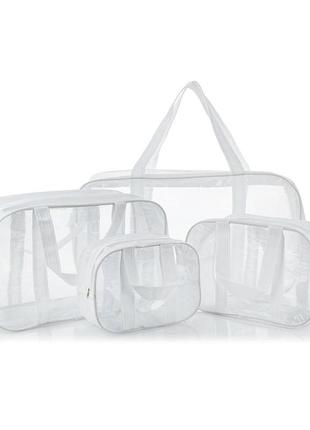 Набор прозрачных сумок (s, m, l, xl)  nika torrі комбинированные пвх + спанбонд белый1 фото