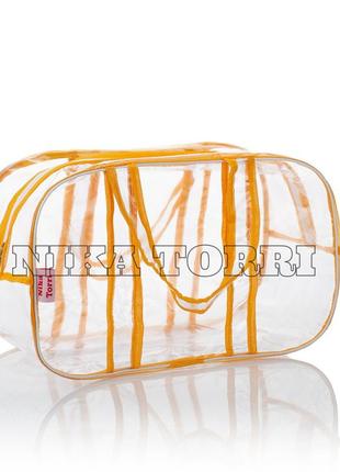 Прозора сумка l(50*32*23) з прозорими ручками в пологовий будинок, жовтий