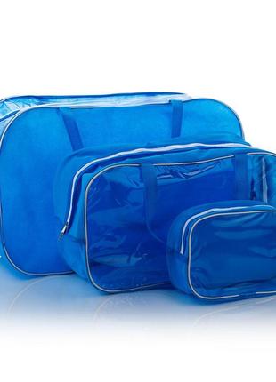 Набор из 2х полупрозразрачных сумок m, l из спанбонда+пвх nika torri василёк