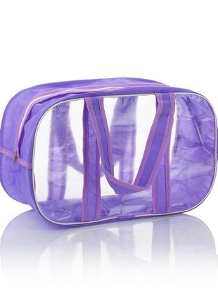 Комбинированная сумка в роддом из спанбонда и прозрачной пленки пвх, размер m(40*25*20), цвет сирень