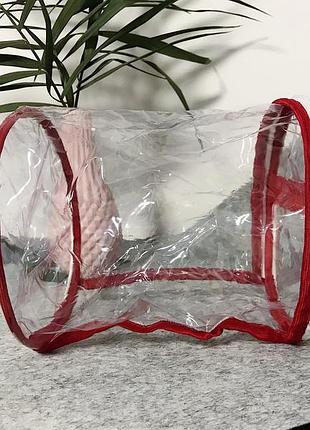 Косметичка-цилиндр прозрачная nika torri красный