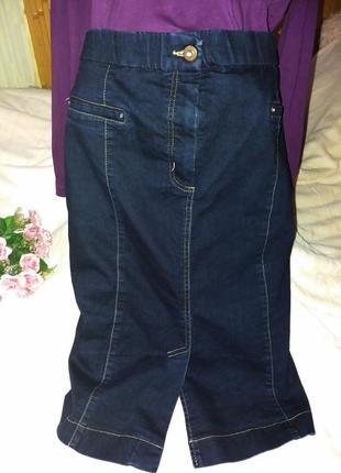 Батальная эластичная джинсовая юбка,56-60разм.1 фото