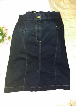 Батальная эластичная джинсовая юбка,56-60разм.4 фото