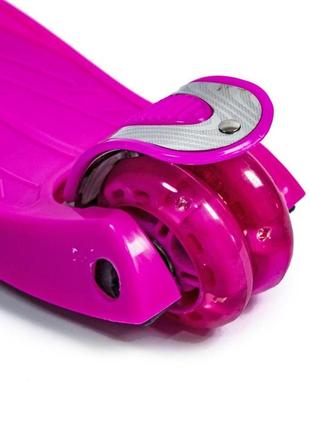 Самокат scooter maxi для дітей триколісний рожевий для дівчинки, самокат скутер з яскравим підсвічуванням коліс3 фото