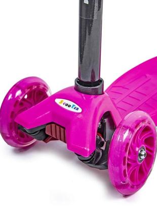 Самокат scooter maxi для дітей триколісний рожевий для дівчинки, самокат скутер з яскравим підсвічуванням коліс2 фото