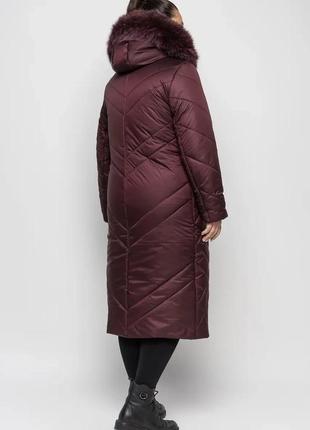 Жіноче зимове пальто великих розмірів з натуральним хутром (розміри 48-66)3 фото