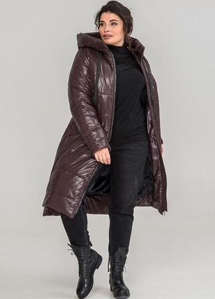 Жіноче зимове пальто великих розмірів (50,52,54,56,58,60)3 фото