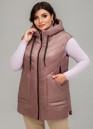 Жіноча зимова куртка подовжена великих розмірів з натуральним хутром (52,54,56,58,60,62,64)
