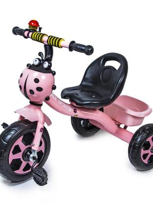 Детский трехколесный велосипед scale sport розового цвета с корзинкой1 фото