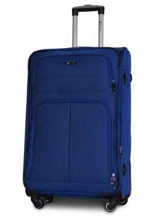 Набір валіз тканинних fly 8279 на 4-х колесах 3 штуки синій2 фото