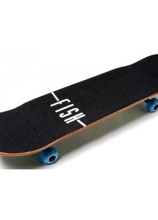 Скейтборд дерев'яний преміум якості від fish skateboard neptune блакитний2 фото
