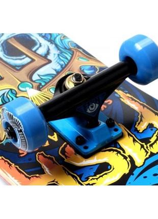 Скейтборд дерев'яний преміум якості від fish skateboard neptune блакитний3 фото