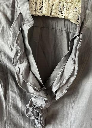 Шелковая блуза шелк натуральный хлопок деловая блуза с воланом4 фото