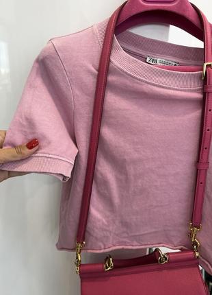 Плотная розовая крутая вываренная футболка топ zara в стиле balenciaga2 фото
