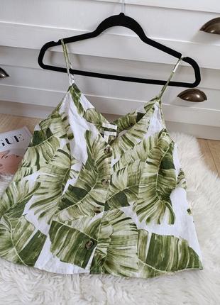 🌹1+1=3🌹льняная майка листки от h&m, размер м