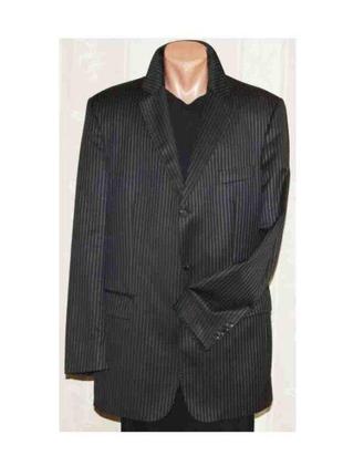 Пиджак жакет шерсть чёрный в синюю полоску burberry оригинал 52р2 фото