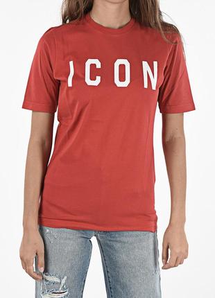 Футболка dsquared2 icon renny fit original р.l унисекс удлиненная красная футболка