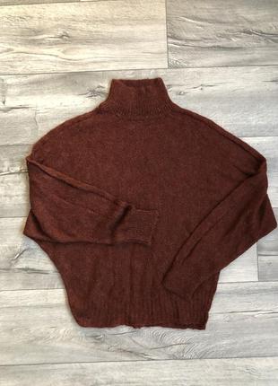 Simple свитер коричневый вязаной с