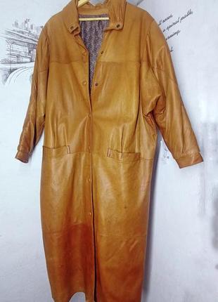 Экслюзивный винтажный кожаный оверсайзный плащalexander3 фото