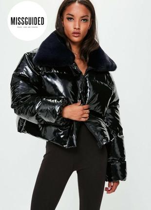 Missguided londunn укороченные лаковый пуффер