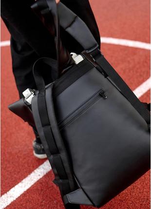 Чоловічий рюкзак sambag rolltop hacking чорно-сірий7 фото
