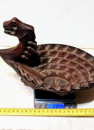 Редкая резная ладья ваза из дерева фруктовница ссср rare carved boat vase made of wood fruit bowl ussr