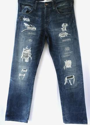 Стильні брендові чоловічі джинси "h&amp;m" з дірками. розмір 33 W/32l. застібаються на ґудзики, всі1 фото