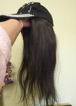 Стильна кепка з натуральним волоссям ! шиньйон перука
