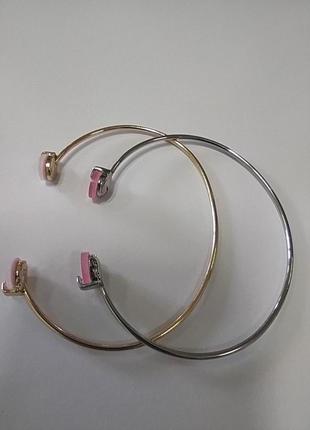 Набор браслетов с розовыми вставками серебристый и золотистый5 фото