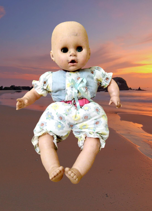 Кукла пупс 44 см, винтажная кукла в комбинезоне, старая кукла прошлый век, лялька