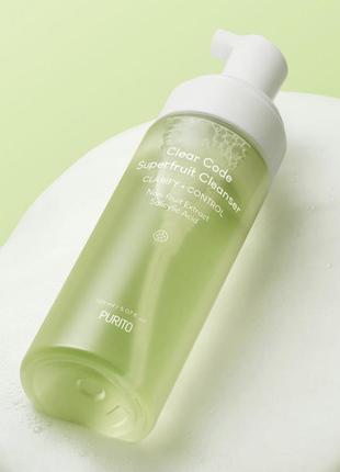 Пенка для глубокого очищения кожи purito clear code superfruit cleanser, 150 мл