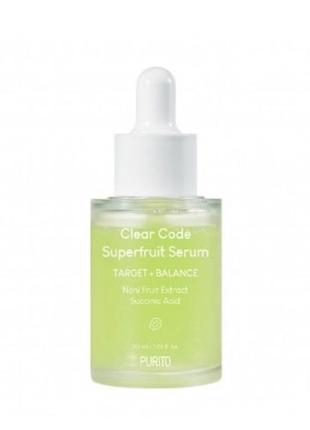 Балансуюча сироватка для проблемної шкіри purito clear code superfruit serum, 30 мл