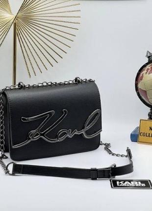 Черная женская сумка karl lagerfeld signature shoulder bag
