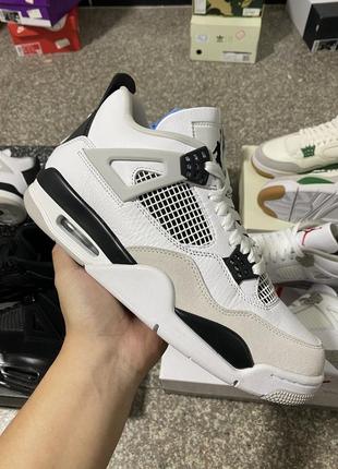 Кроссовки nike air jordan 4 retro military black aj4 джордан ретро 4 черно белые