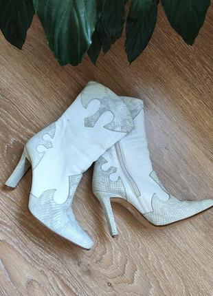 Кожаные брендовые ботильоны со вставками змеиной кожи
