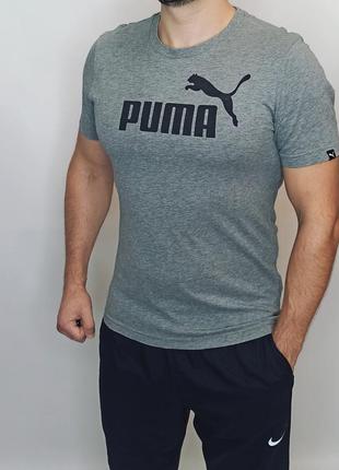 Футболка мужская серая puma + чёрная футболка в подарок ) размер -s