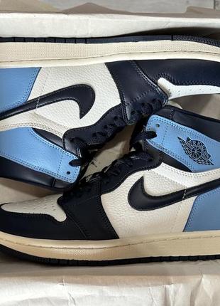 Кроссовки высокие кеды jordan 1 retro high obsidian unc 555088-1404 фото