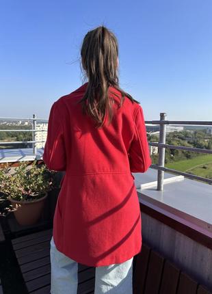 Шикарне пальто для дівчинки mayoral 7478 (162см) яскраво-червоний колір, на підкладці9 фото