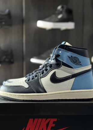 Кросівки високі кеди jordan 1 retro high obsidian unc 555088-140