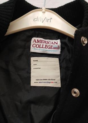 Бомбер куртка с кожаными рукавами american college2 фото