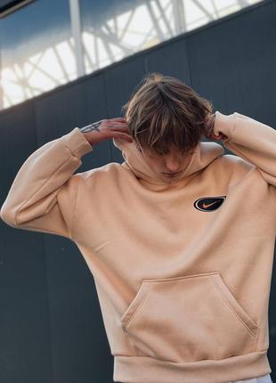 Худи nike beige swoosh brand 16, теплая ося кофта