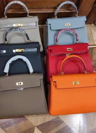 Сумка кожаная с ремнем 28 см hermes kelly