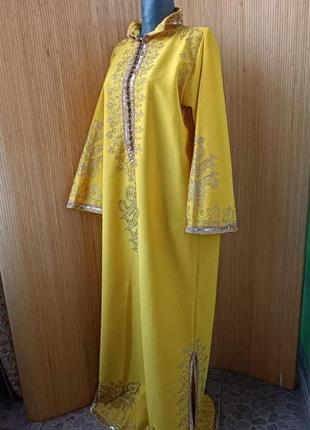 Потребляемое мароканное платье / кафтан / абайя / галабелье расшитое золотом / для восточных танцев / карнавальная