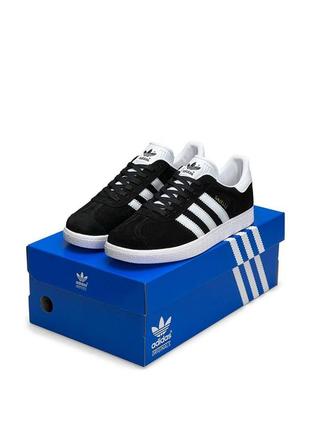 Женские кроссовки adidas gazelle white black замшевые адидас газели кеды