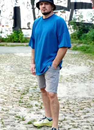 Футболка оверсайз синяя hi mate