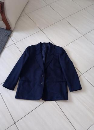 Синий шерстяной пиджак блейзер2 фото