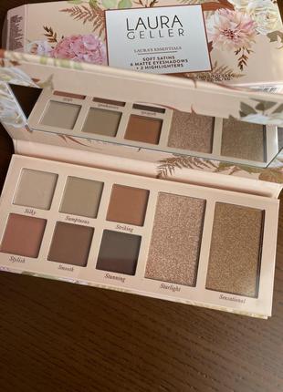Laura geller laura's essentials soft satins 6 матових тіней для повік + 2 палітри хайлайтерів