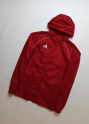 Куртка ветровка adidas красная с капюшоном мужская размер - s